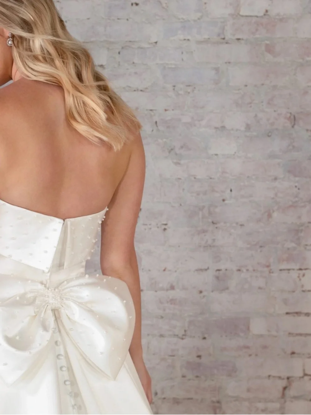 Stella York Strapless Princess Wedding Ball Gown Sz 10 with Bow on back - Picture 5 of 7
